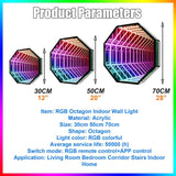 Infinity Hexagon Mirror, Remote Control LED Tunnel Lamp, Multicolor Tunnel Lamp Infinity Light Wall Hanging Lights, Infinity Mirror Art Light Night Light with Multi Color Changing Light,30cm/11.81in WoodArtSupply