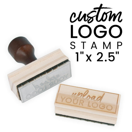 ExcelMark Custom Logo Stamp - Personalized Wood Rubber Stamp - Upload Your Own Image (1"x2.5") ExcelMark