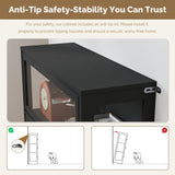 BONITURE Display Cabinet with Acrylic Glass Doors,3-Tiers Curio Cabinet with LED Lighting for Collectibles, Collectibles Toy Organizers Rack & Display Shelf Display Case Storage Cabinet, Black BONITURE