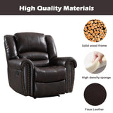 CANMOV Leather Recliner Chair, Classic and Traditional Manual Recliner Chair with Comfortable Arms and Back Single Sofa for Living Room, Dark Brown CANMOV