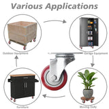 Finnhomy 3 Inch Swivel Casters Wheels Set of 4 Heavy Duty Plate Casters Premium Polyurethane Wheels PU Load Bearing 2,200 Lbs Anti-wear Smooth Casters Red (Free Screws) Finnhomy