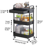 Calmootey 3-Tier Rolling Utility Cart with Drawer,Multifunctional Storage Organizer with Plastic Shelf & Metal Wheels,Storage Cart for Kitchen,Bathroom,Living Room,Office,Black Calmootey