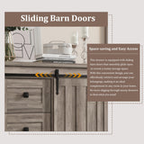 IDEALHOUSE Farmhouse 5 Drawer Dresser for Bedroom, 48" Tall Wood Dresser Chest of Drawer with Sliding Barn Door, Adjustable Shelf, Storage Organizer for Bedroom, Hallway, Living Room, Kitchen, Grey IDEALHOUSE