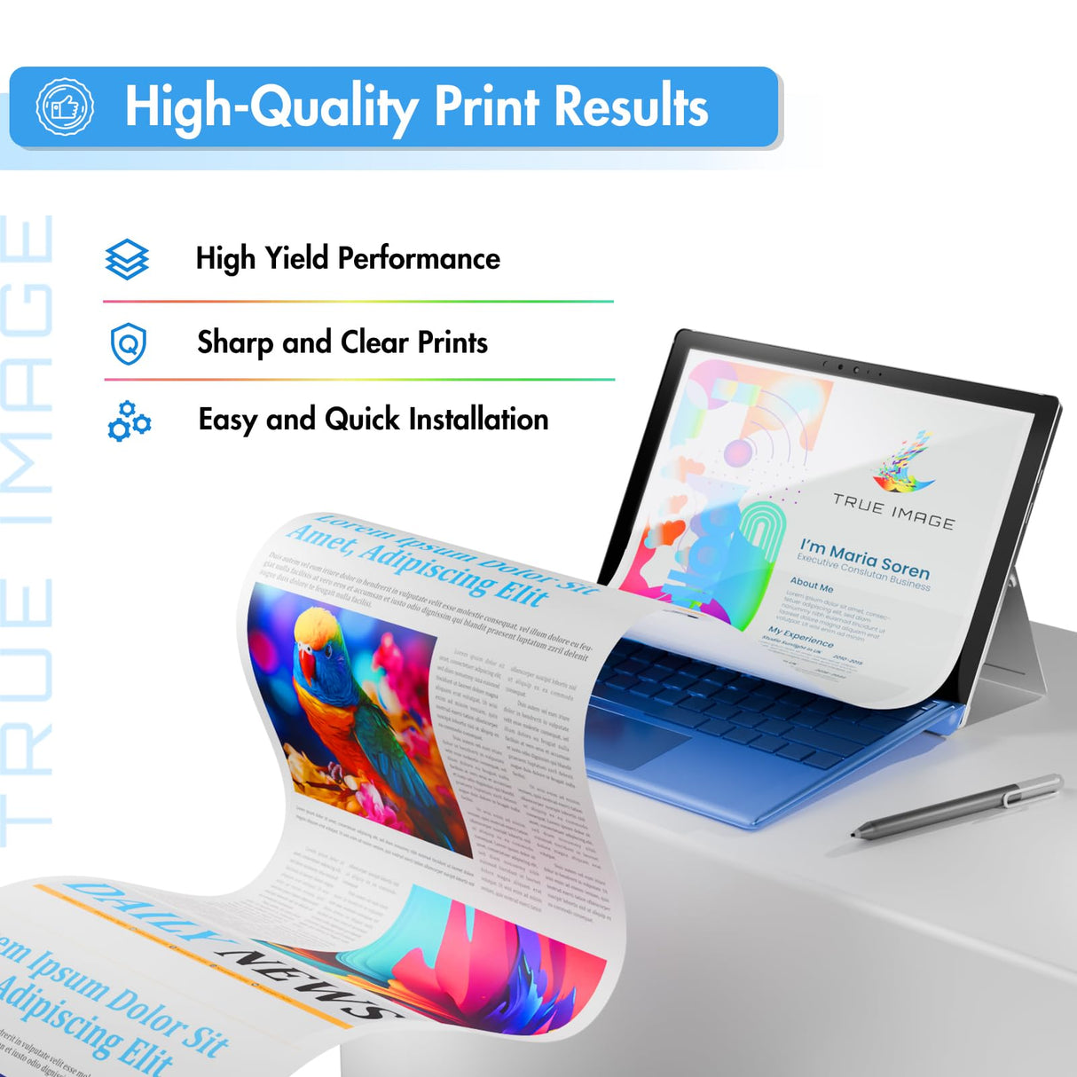 TRUE IMAGE Compatible Toner Cartridge Replacement for HP 202A CF500A 202X Color Laserjet Pro MFP M281fdw M281cdw M254dw M281fdn M254dn M254nw M281 M254 Toner Printer Ink (BK/C/Y/M, 5-Pack) TRUE IMAGE