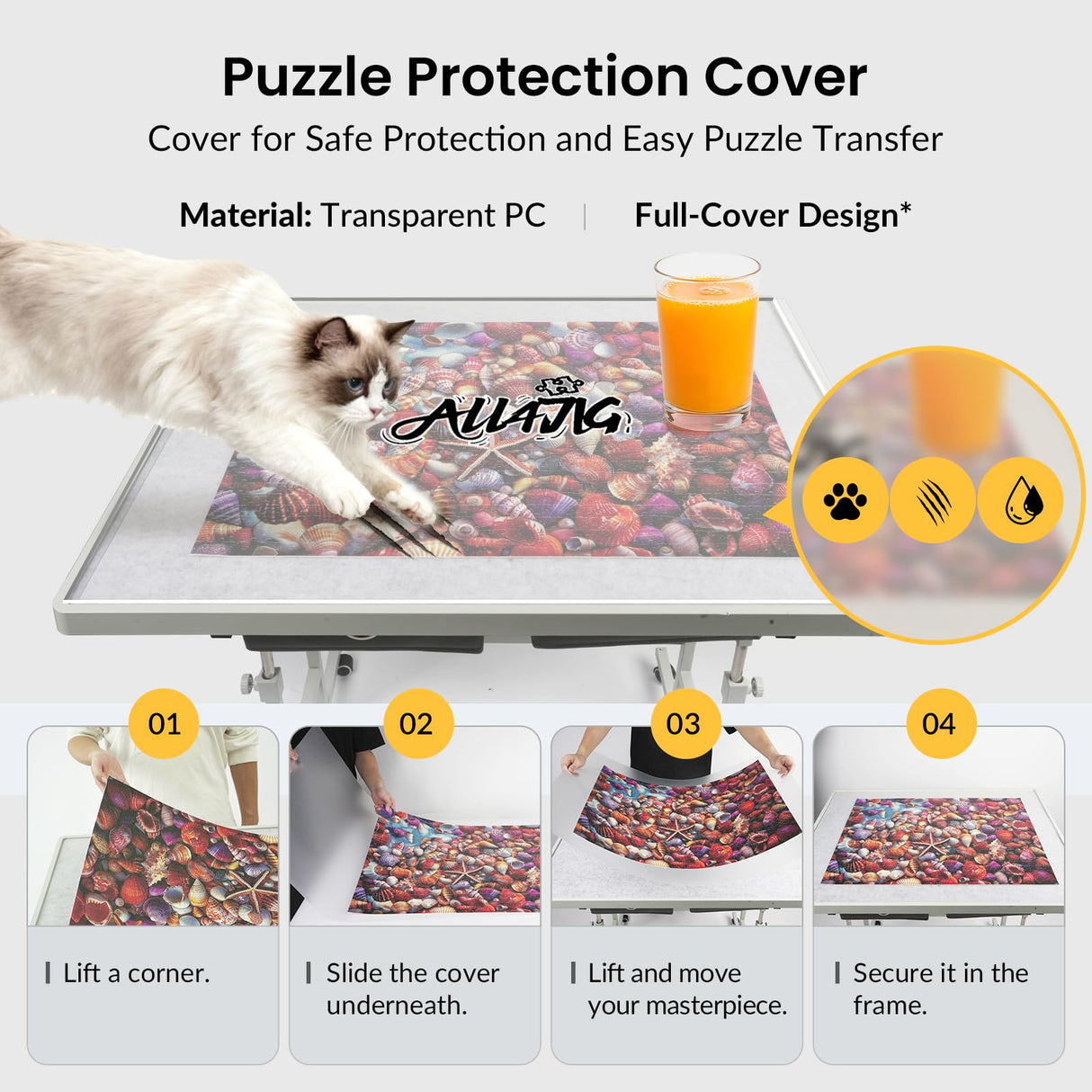 ALL4JIG 1000 Piece Light-Weight Adjustable Jigsaw Plastic Puzzle Table for Adults, 30"x22" Multi-Functional Puzzle Board with 4 Drawers & Protective Cover, 45-Degree Any-Angle Tilt for Leisure ALL4JIG