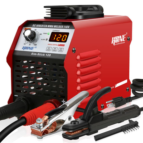 HONE Stick Welder 110V, Actual 120Amp Smart Hot Start Arc Force Anti-Stick Mini Portable Welding Machine, Digital IGBT Inverter LCD Display ARC Welder, High Efficiency for Welding Rod 1/16-1/8-Inch HONE