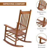anwickjeff Outdoor Rocking Chair, High Back Slat Reclining, Wooden Rocker Chairs, Indoor Lounge Chair for Backyard/Lawn/Patio/Garden/Porch/Balcony (Brown) anwickjeff