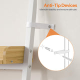 HOOBRO Small Bookcase, Ladder Shelf, 5-Tier Wall-Leaning Shelf, Freestanding Storage Rack, Display Stand, for Living Room, Home Office, Balcony, Bedroom, White and Natural WN151CJ01 HOOBRO