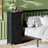 Somdot Tall Dresser for Bedroom with 5 Drawers, Storage Organizer Chest of Drawers with Removable Fabric Bins for Closet Bedside Living Room Laundry Entryway Hallway, Black Somdot