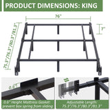 King Metal Bed Frame, 7 Inch Low Heavy Duty Platform Bed Frames King Size for Box Spring and Mattress, Easy Assembly, Noise-Free, Adjustable, Black Mashomdec