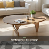 Solid Wooden Modern Triangle Coffee Table: Unique Funky Coffee Tables for Living Room, Oval Mid-Century Irregular Abstract Tea Tables for Patio Office Balcony Bedroom (Walnut, 33" L x 22" W x 16" H) YuUniqex