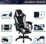 TBQATNTS Gaming Chair with Speakers,Led Gaming Chair,Ergonomic Pro Gaming Chair with Full Massage Lumbar Support Bluetooth Speakers Backrest Adjustable/Gaming Chairs for Adults,Red TBQATNTS