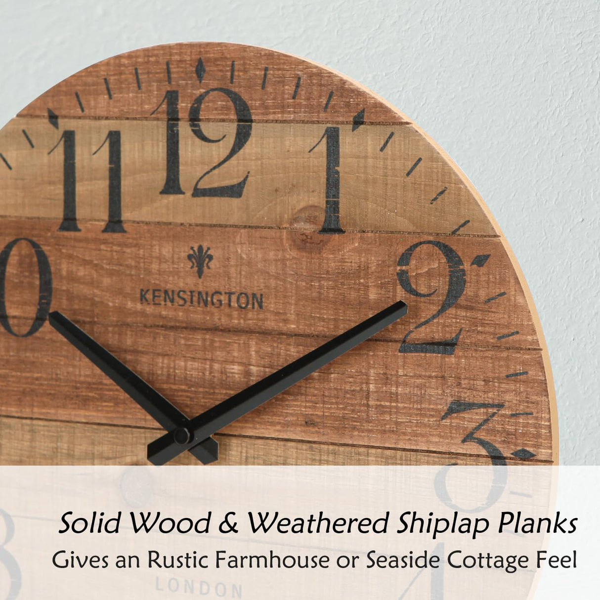 NIKKY HOME Rustic Farmhouse Wood Wall Clock - 12 Inch Battery Operated Silent Non Ticking Distressed Wooden Shiplap Clock for Kitchen, Living Room, Bedroom, Bathroom NIKKY HOME