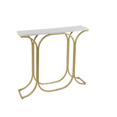 Silverwood Suzanne Slim Faux Marble Console Table, 8" L x 36" W x 30. 7" H, Gold