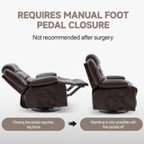 Huatean Home Rocker Recliner Chair with Heat and Massage, 360° Swivel Recliner Chairs for Adults, Oversized Recliner Single Sofa Seat with Cup Holders, Lazy Boy Recliner (Darkbrown, Regular) Huatean Home