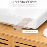 kleankin Under Sink Cabinet, Bamboo Bathroom Vanity Cabinet with 2 Slat Doors, Freestanding Bathroom Sink Cabinet, Natural kleankin