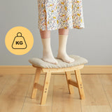 Foot Stool,Ottoman Foot Rest,Bamboo Foot Stool Under Desk,Small Stool for Living Room, Bedroom and Kitchen (Natural Legs - Beige Stool Surface) Furshus