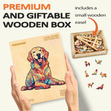 masseruon Wooden Puzzle for Adults-Loyal Golden Retriever, Dog Puzzles for Adults(S, 120pieces, 9.4*8.9in), Beautiful Animal Dog Jigsaw Wood Puzzles Adult, Family Puzzle Game Christmas Birthday Gift masseruon