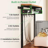 Kitchen Bakers Rack with Power Outlet 10 Hooks, 4 Tiers Coffee Bar Station Cabinet, Microwave Stand with Storage (Rustic Brown, 21.7 x 14.2 x 49.6 Inch) SNTD