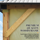 GARTOO 13’x15’ Patio Wooden Gazebo, Galvanized Steel Roof Gazebo with Olive Green Curtains and Netting, Double Vented Roof Hardtop Gazebo for Garden, Porch, Lawn, Poolside, Backyard GARTOO