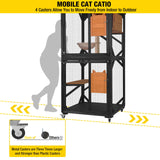 Aivituvin Outdoor Catio Cat Enclosures on Wheels Cat House 70.9" Large Kitty House with Upgraded Resting Box,Waterproof Roof Cover,Brown Aivituvin