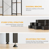 CubiCubi Computer Desk with Keyboard Tray, 47 Inch Office Desk with Monitor Stand and Storage Shelves, Music Studio Desk Workstation, Work Table for Home Office, Rustic Brown CubiCubi