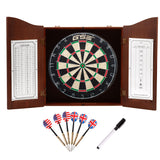 GSE Professional Solid Wood Classic Dartboard Cabinet with Sisal/Bristle Dartboard, Dart Scoreboard, and 6 Steel Tip Darts, Easy Assembly Complete with All Accessories(Deluxe Walnut) GSE Games & Sports Expert