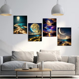 Muzagroo Art Moon Diamond Painting Kits for Adults, 5D Diamond Art Kits for Beginners, DIY Diamond Arts and Crafts for Living Room, Diamond dots Kits Kids Room 4 PCS Wall Art Muzagroo Art