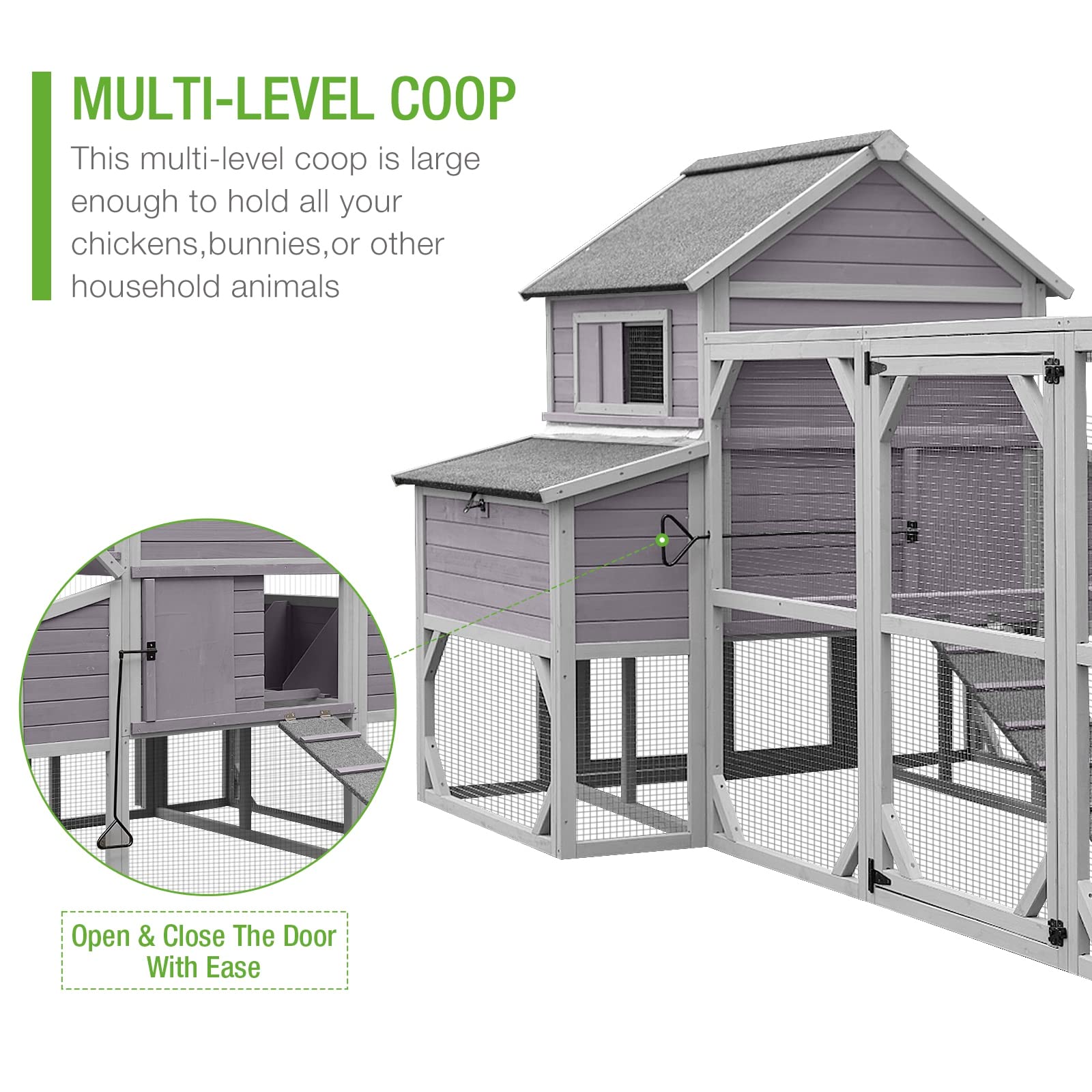 Chicken Coop Outdoor 135" Super Large Wooden Chicken House Poultry Cage with Large Nesting Boxes,55ft² - WoodArtSupply