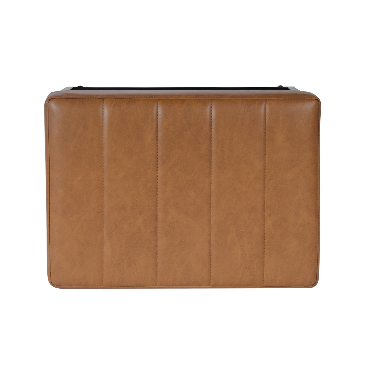 HomePop Theodore Channel Tufted Small Ottoman - Carmel Faux Leather HomePop