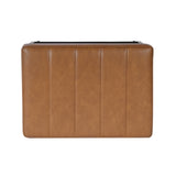 HomePop Theodore Channel Tufted Small Ottoman - Carmel Faux Leather HomePop