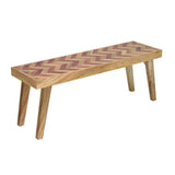 GDFStudio Mango Wood Entryway Bench Farmhouse Indoor Backless Dining Bench Boho Long Shoe Bench for Living Room Front Door Bedroom End of Bed, Natural GDFStudio