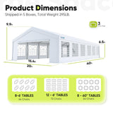 Quictent 20x40 Party Tent Heavy Duty Outdoor Canopy Tent Carport Wedding Event Shelter BBQ Wedding Tents for Parties with Storage Bags(Church) Quictent