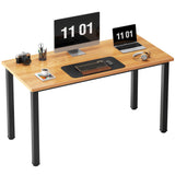 Need Computer Desk, 47 inch Home Office Desk, Modern Simple Style Home Office Gaming Desk, Basic Writing Table for Study Student, Black Metal Frame, Teak Need