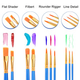 ESRICH Acrylic Brush Set, 6Packs/ 60Pcs Nylon Hair Miniature Paint Brushes, for Acrylic Painting, Face, Body and Watercolor Painting Artist Professional Painting Brushes Set, Blue ESRICH