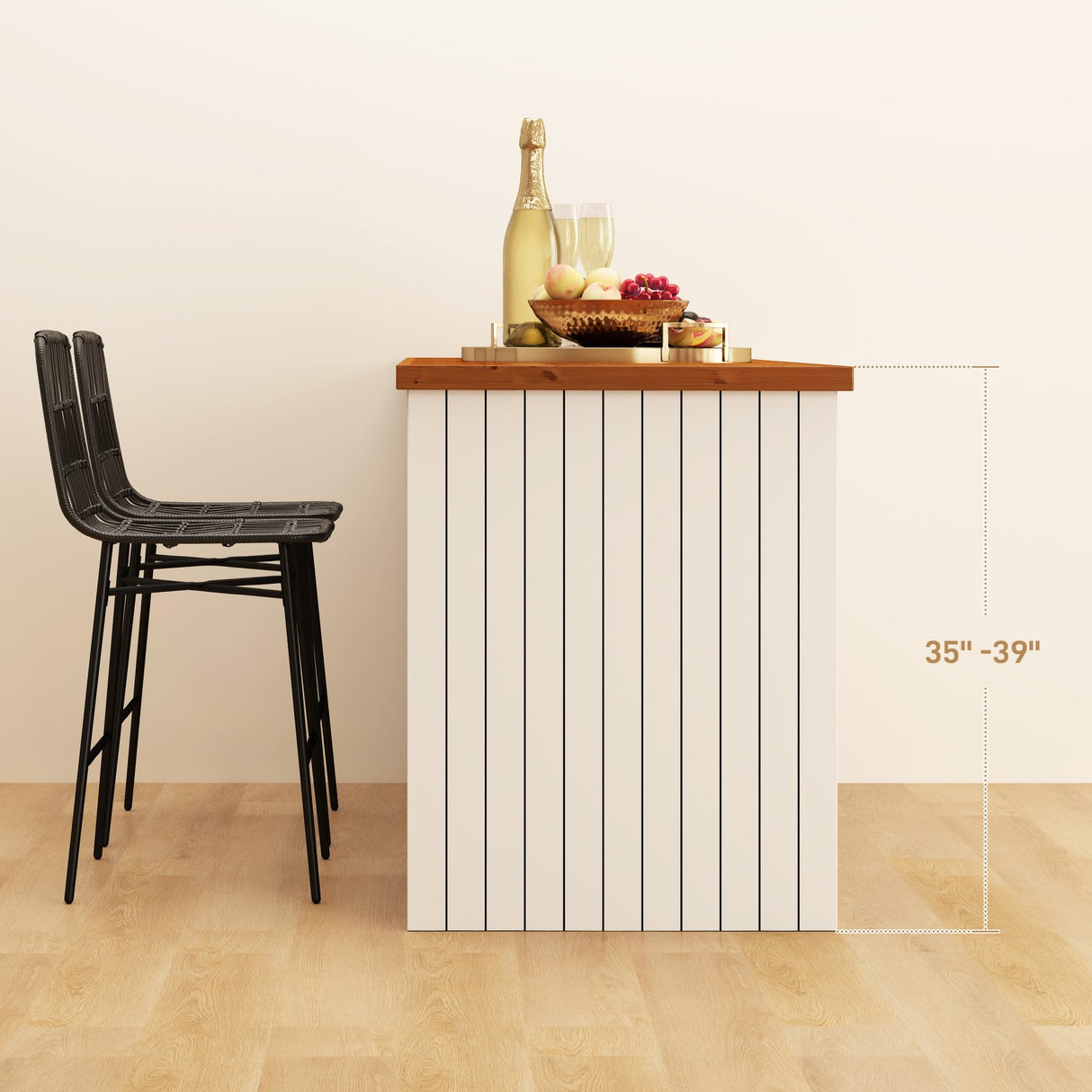 HOMCOM Rattan Counter Height Bar Stools Set of 2, 26" Wicker Barstools with Back, Modern Bar Chairs for Kitchen Island, Kitchen Counter and Dining Room, Black HOMCOM