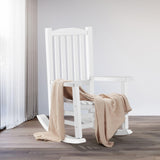 Hupmad Wooden Rocking Chair Rocker Outdoor Oversized Porch Rocker Chair,Patio Wooden Rocker with High Back and Armrest,All Weather Rocker Slatted for Backyard,Garden,400 lbs Support,White Hupmad