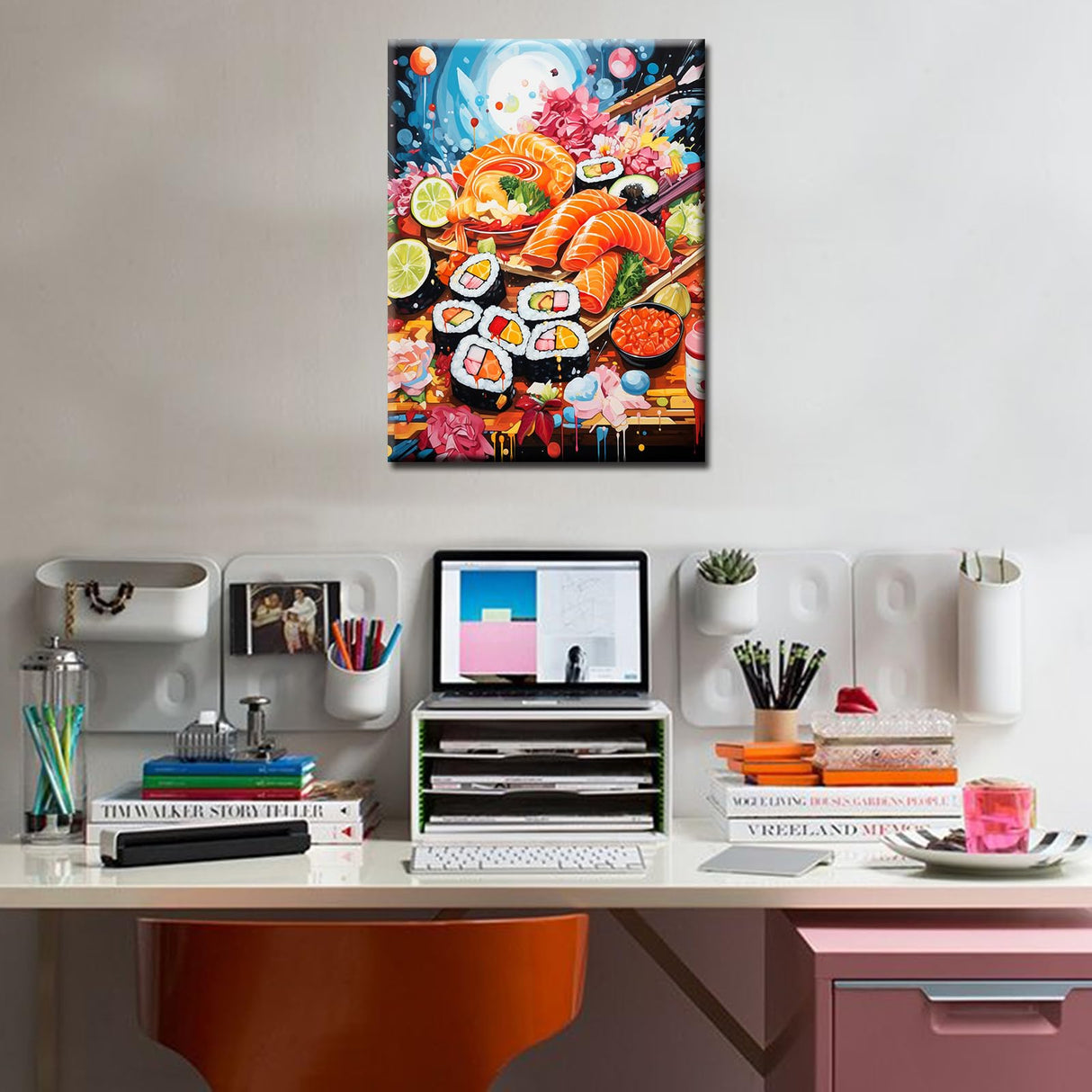 Japanese Cuisine Diamond Painting DIY 5D, Numbering Kit,Graffiti Delicious Sushi Artwork Lemon and Sakura Wall Art Food Crystal Rhinestone Pictures Fast Food Art Home Decor Adults Gift(12''Wx 16''H) Tucocoo