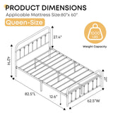 Chuangshuo Guard Queen Bed Frame-Classic Metal Platform Bed Frame Mattress Foundation with Victorian Style Iron-Art Headboard/Footboard/Storage Space/No Box Spring Needed/Black Chuangshuo Guard