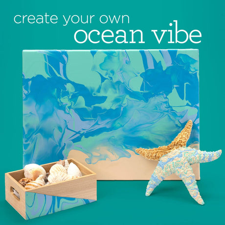 Apple Barrel Ocean Vibe Pre-Mixed Set, Set of 4 Fluid Ready Pour Paints Perfect for DIY Arts and Crafts Projects, 13479E Apple Barrel