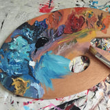 12 Pack 11.8 x 7.9 Inch Wood Oval Painting Palette Acrylic Paint Palette with Thumb Hole Clear Paint Pallet, Easy Clean Non-Stick Artist Pallet for Oil Watercolor Craft DIY Art Painting Palette Gemerglity