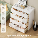 Bealife Dresser for Bedroom, 4 Drawer Dressers Chest of Drawers with Anti-Tripping Device, White Dresser for Closet with Embedded Handles, Closet Chests Organizer for Hallway, Living Room (White) Bealife