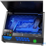 movgul Gun Safes, Biometric Pistol Safe with LCD Display of Temperature Humidity USB Port, Gun Safes 3 Ways Quick Access Fingerprint Handgun Safe for Nightstand Car movgul