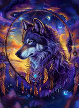 Dorwendis Wolf Diamond Art Kits for Adults, 5D Wolf Diamond Painting Kits for Adults, DIY Round Full Drill Diamond Art Craft for Home Wall Decor 12x16inch Dorwendis