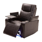 Merax Electric Recliner Chair with USB Charge Port, 360 Swivel Tray Table, Hand in-Arm Storage, and Cup Holders, Ambient Lighting - Ambient Lighting Gaming Recliner Chair Home Theater Seating(Brown) Merax