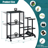 TC-HOMENY Fishing Rod Holders for Garage with Lockable Wheels, Heavy Duty Fishing Pole Rack Cart Holds Up to 10 Rods, Large Fishing Tackle Gear Organizer Storage rack for Room, Garage, Basement, Black TC-HOMENY