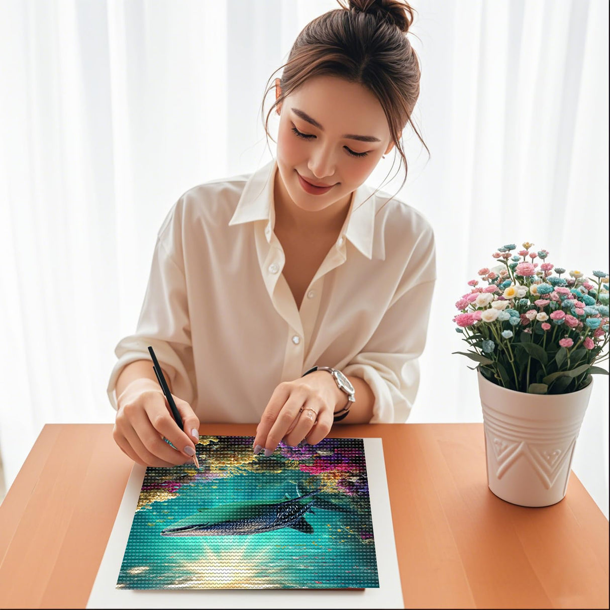 CVFASH Whale Shark Diamond Art Painting Kits for Adults, 5D Coral Reef Diamond Painting Dots Art Kits for Adults Beginner DIY Gifts Art Diamond Home Wall Decor 8x12 INCH CVFASH