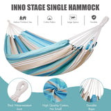 Brazilian Hammock with Tree Straps - Canvas Hammocks Portable Hammock with Carry Bag for Backyard, Porch, Outdoor and Indoor Use Blue & Green INNO STAGE
