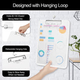 1 PCS A4 Clipboards,Plastic Clipboard with Pen Holder,Clip Boards 8.5x11 with Low Profile Clip,Cute Hanging Clipboard for School Office Supplies Clipboards for Kids,Portable Clip Board for Nurse-White SFLHHDM