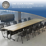 6-Pack Folding Conference Table for 12-16People,Modern Flip Top Training Room Tables with Wheels Save Space Rectangle Office Meeting Table Computer Desk forStudy Writing (6pcs 62.9 * 23.6 * 29.5in) GOYQGLE
